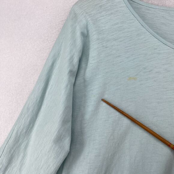 EILEEN FISHER Top L Slub Organic Cotton Jersey Scoop Neck Dolman Sleeve Blue - Picture 11 of 12